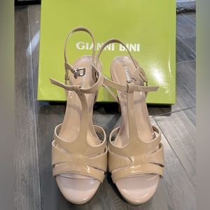 Tan strappy high heels